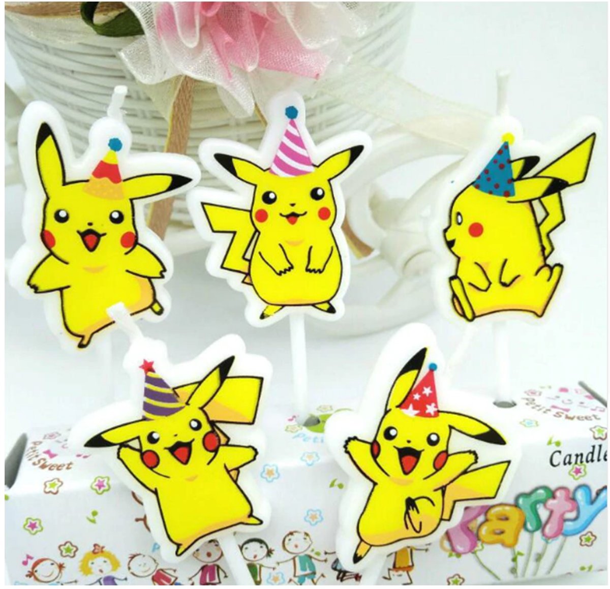 Verjaardagskaarsjes Taart | Cupcake | Kaarsjes | Pikachu | Pokémon |Detective Pikachu | Taartversiering | 5 Stuks